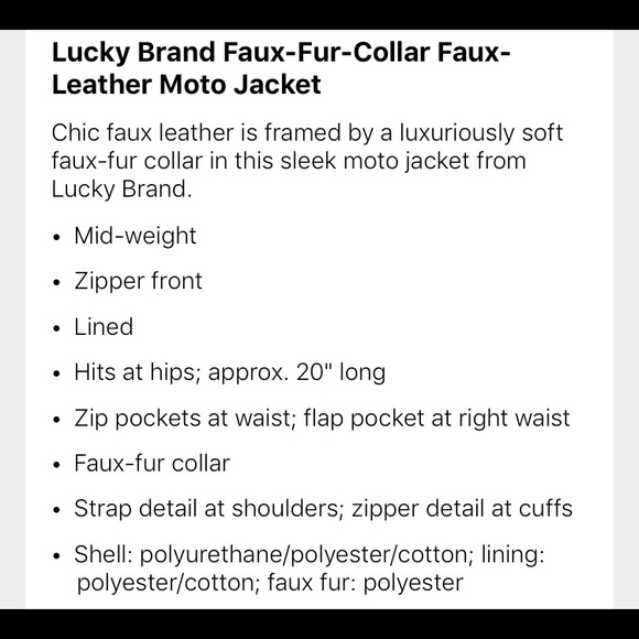 Lucky Brand Faux Leather/Fur Motto Jacketed - Picture 8 of 8